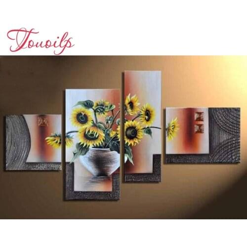 4PCS 5D DIY Diamond Painting sunflower Embroidery Full Square 3d Diamond Cross Stitch Rhinestone Mosaic Painting home Decor