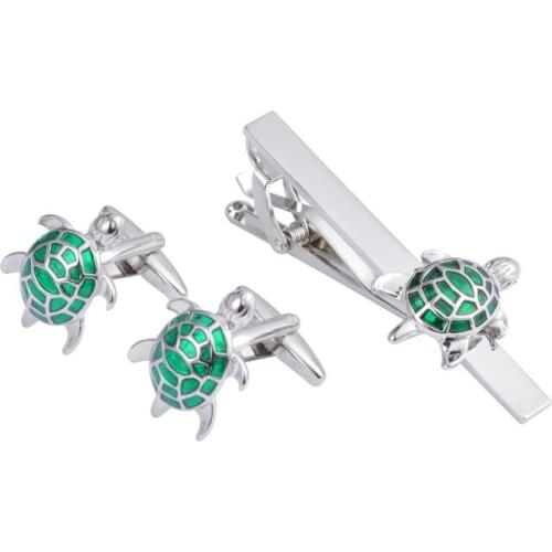5sets/lot Turtle Tortoise Cufflinks&Tie Clip Set Cuff links+Tie Pin Bar Sets 2 Colors Cuff Button Tie Clip Clasp Set Men Jewelry