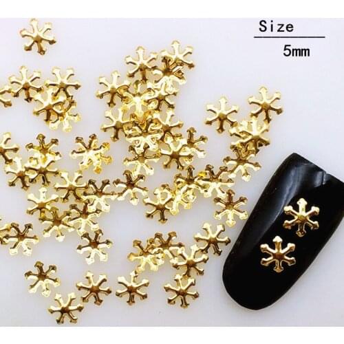 500Pcs/Lot 5mm Gold Silver Snowflake Rivets Studs Metal Alloy Nail Art Decorations 3D DIY Nail Sticker/Charms for Manicure