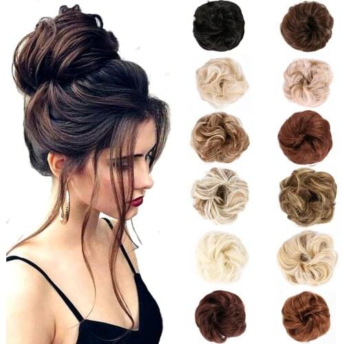 Belle Show Synthetic Chignon Curly Hair Bun With Elastic Rubber Band High Temperture Fiber Natural Fake Hairpiece Scrunchie