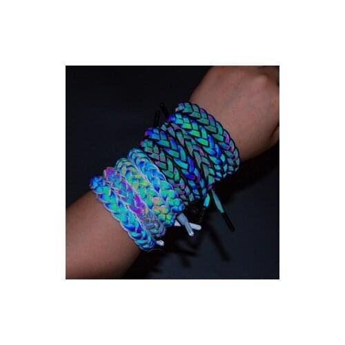 RAS little lion bracelet reflective hologram fashion couple black and white bracelet 3M series shoelace knitting wholesale