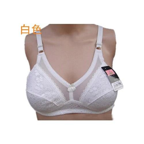 Floral Thin cotton fabric bra 38 40 42 A B C cup wireless lace young girl bras breathable quinquagenarian single-bra classic bra