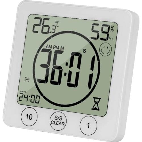 2020 New LCD Bathroom Wall Clock Temperature Humidity Countdown Waterproof Shower Timer
