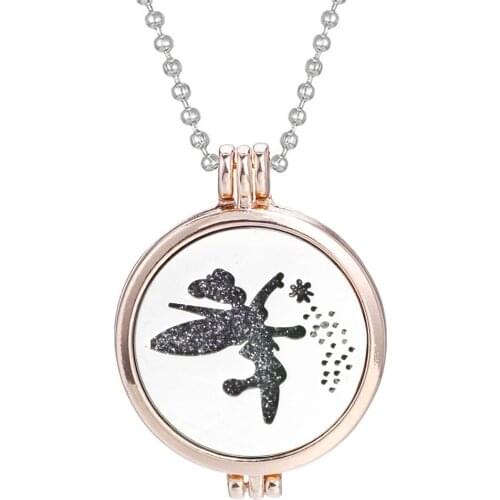 Flower Fairy Essential Oils Aromatherapy Lockets Rose Gold Aroma Diffuser Open Locket Perfume Pendant Necklace Women Jewelry