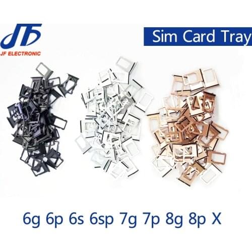 50pcs/lot Sim Card Tray Slot Holder replacement For iPhone 5g 5s 6 6g 6s plus 7 7g 7plus 8 8g X Free shipping