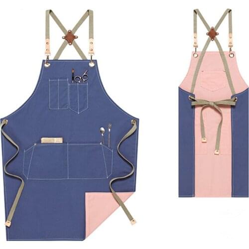 Double Sides Cotton Long Apron Waitstaff Barista Baker Bartender Pastry Cafe Uniform Florist Painter Tattoo Artist Work Wear D61