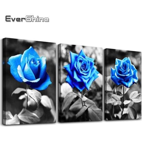 EverShine Diamond Painting Full Square Flower Diamond Embroidery Rose Rhinestones Black And White Mosaic Handmade Hobby