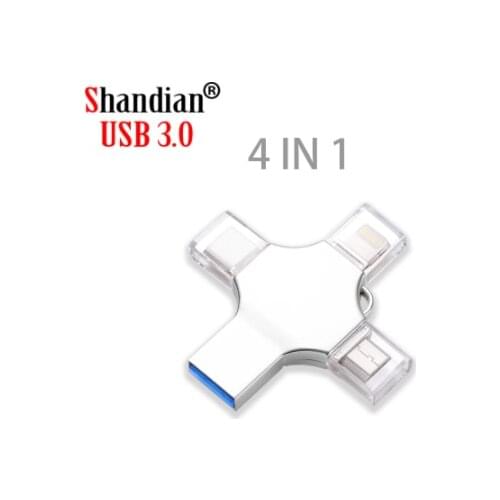 2021 Pen Drive Type-c OTG USB Flash Drive 3.0 For Iphone ipad Android 16GB 32GB 64GB 128GB 256GB Pendrive 4 in 1 Memory stick