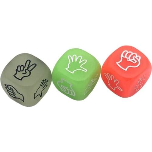 20mm Fluorescent Rock Paper Scissors Finger-guessing Hexahedron Glowing Dice Set Funny Night Club Party Gambling Toy Board Games