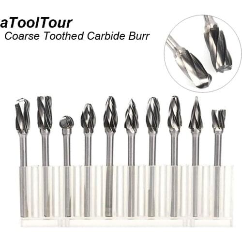 3mm Shank Middle Coarse Toothed Cutter Milling Tungsten Carbide Rotary Burr Single Cut Rotary Tools for Metal Wood Plastic HRC70