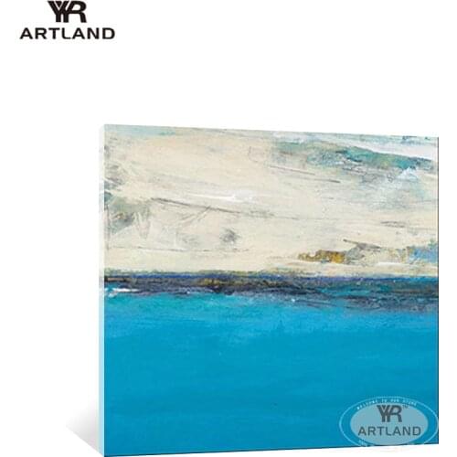 Nordic style Handmade canvas oil painting abstarct blue seascape wall art home decorative hanging picture for living room