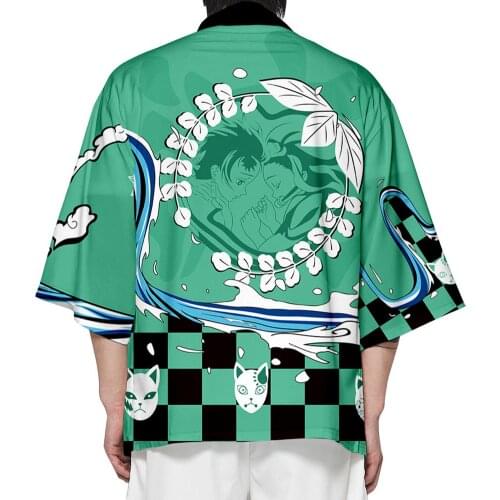 Anime Demon Slayer Cosplay Kamado Tanjirou Coat Shirt kimono Rengoku Kyoujurou Cosplay Costume Adult T-shirt Cape