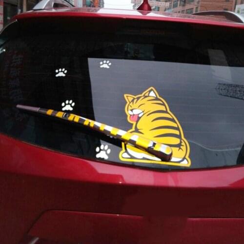 Cat Moving Tail Paws Car Stickers 3D Creative Cartoon Auto Rear Windshield Vehicle Window Wiper Decal Styling Decoration Sticker
