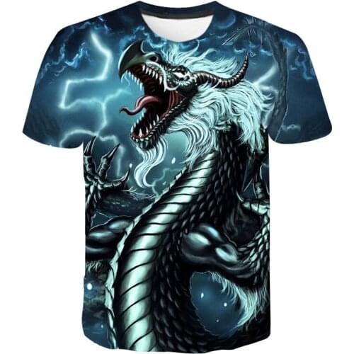 Printed T-shirt 2021 summer mens and womens short-sleeved 3D printed dragon pattern street top casual quick-drying clothing