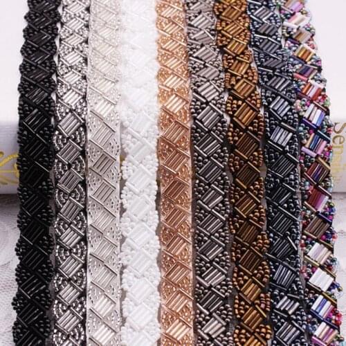 Nylon Acrylic Bead Trim Lace Fabric Coloful Garment Clothes Accessories Fabric For Sewing Wedding Home Accessories 15mm 0.9m 1PC