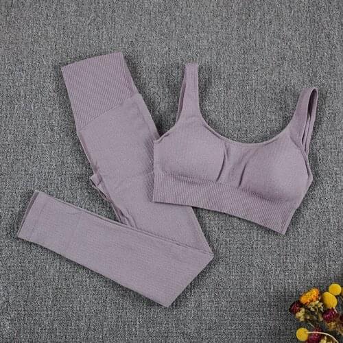 NORMOV Seamless Women Yoga Set Workout Bra Sport Pants Gym Clothing High Waist Sports Set Fitness Suits Femme