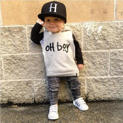 2020 New Baby Boys Girl 2PCS Clothes Set "OH BOY" Casual Long Sleeve Sweater + Pants Baby Boy Girls Winter Clothing Suits