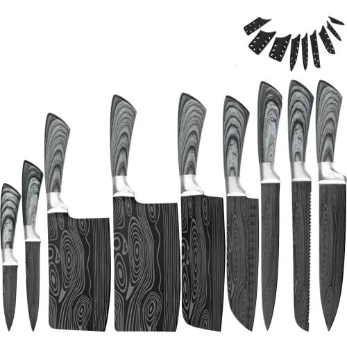 Stainless Steel Knife Kitchen Knife Utility Cleaver Chef Knife Damascus Drawing Meat Santoku Cooking Tool Set Gift Knife Cover