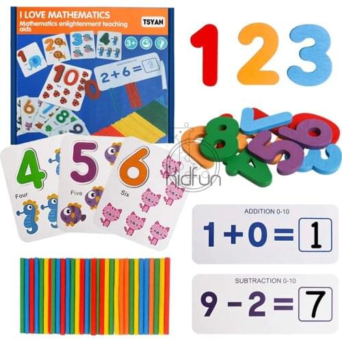 Montessori Educational Wooden Toys for Kids Math Number Counting Alphabet 3D Wooden Puzzles Toys Math Learning Toys for Children