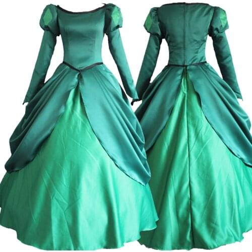 Movie Mermaid Cosplay Costume Princess Ariel Green Party Dress Fancy Halloween Carnival Ball Gown For Adult Women
