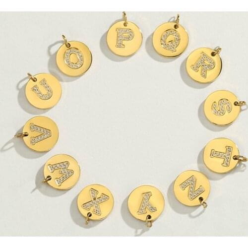 26 Zircon Alphabets Pendant for Necklace 316L Stainless Steel Charms for Bracelet Necklace Making Jewelry Wholesale Dropshipping