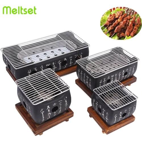 Portable Japanese BBQ Grill Charcoal Barbecue Grills Aluminium Alloy Indoor Outdoor BBQ Grill Pan Barbecue Stove
