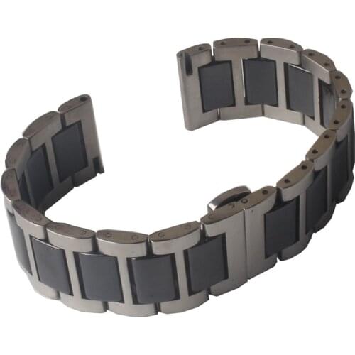 Watchband Straight End Stainless Steel Wrap Ceramic Black Watch Strap Bracelet 14mm 15mm 16mm 17mm 18mm 19mm 20mm 21mm 22mm new