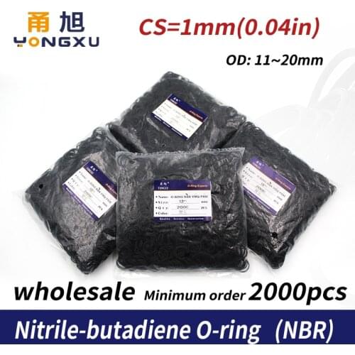 1mm Thickness 2000PCS/lot wholesale Rubber NBR Sealing OD11/12/13/14/15/16/17/18/19/20mm O Ring Seal Nitrile Gasket Oil Rings