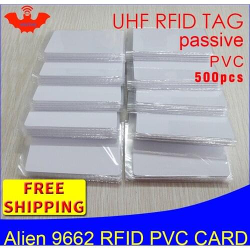 RFID tag UHF PVC card Alien 9662 915mhz 868mhz 860-960MHZ Higgs3 EPC 6C 500pcs free shipping smart long range passive RFID tags