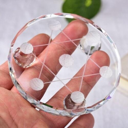 Random Glass Seven star array Base Quartz Crystal Sphere Stand with Glass Stand