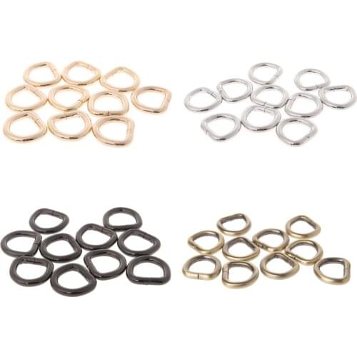 THINKTHENDO 10pcs New 15mm Metal Strap Belt Web D Ring Buckle Clasp Handbag Leather Bag Purse Bag Accessories Buckle