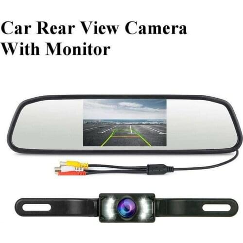 Waterproof Wireless Car Backup Camera Rear View System Night Vision with 4.3 Rearview Mirror Display Car Rear View Kit