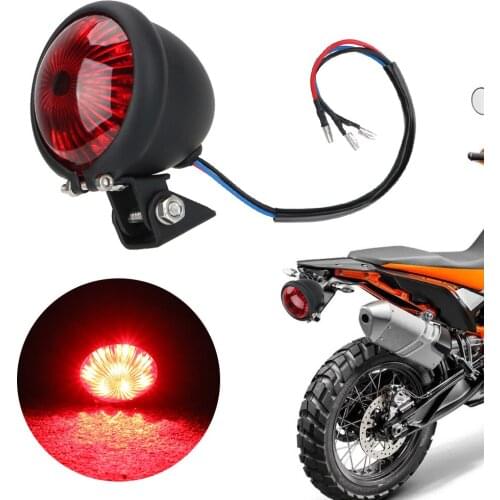 For Chopper Bobber Red 12V LED Adjustable Motorcycles Motorbike Brake Rear Lamp Taillight Cafe Racer Style Stop Tail Light