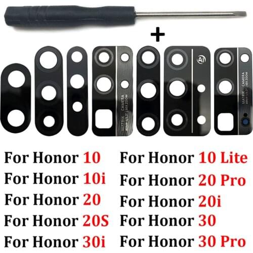 New For Huawei Honor 8X 10 10i 20 20i 20s 30 30s Pro Lite Replacement Part back rear camera glass lens with sticker +Tools