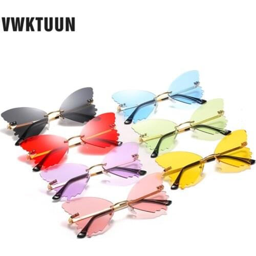 VWKTUUN Rimless Sunglasses For Women Colorful Butterfly Glasses UV400 Driving Driver Shades Womens Sunglasses Sexy Sunglass