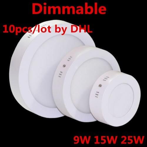 10pcs Dimmable Led Panel Light 9W 15W 25W surface mounted light 8inch high lumens downlight round
