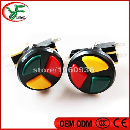10PCS Jamma Arcade 3 in 1 Round Push Button with high quality micro switch for arcade game machines Triple Colors