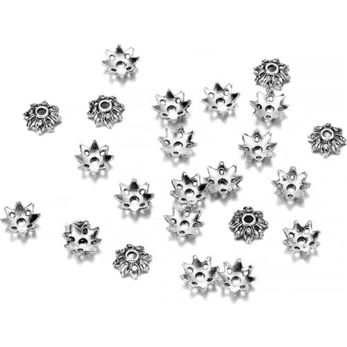 100pcs/lot Antique Plated Hollowed Flower Loose Sparer End Bead Caps For DIY Jewelry Making Bracelet Accessories Findings