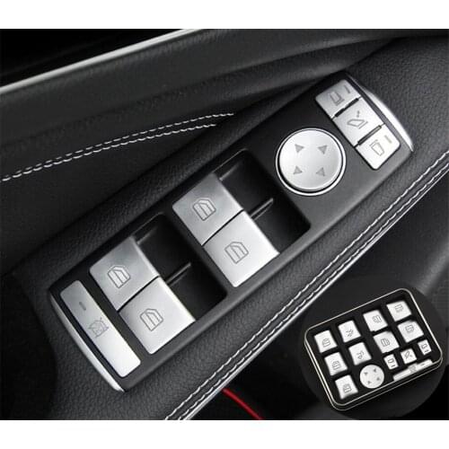 14pcs ABS Chrome Door Window Glass Lifter Button Switch Cover Trim Sticker for Mercedes Benz A B C E CLA GLA ML GL GLE S GLS GLK
