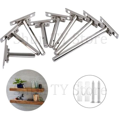 2/4 Pcs Silver Metal Floating Brackets Heavy Duty Hidden Shelf Support Brackets Wall Mounted Multifunctional Home Hardware