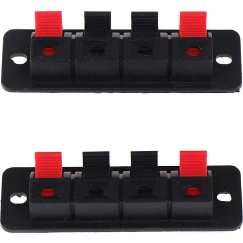 2Pcs Hot Plastic 4 Positions Connector Terminal Push In Jack Spring Load Audio Speaker Terminals Breadboard Clip