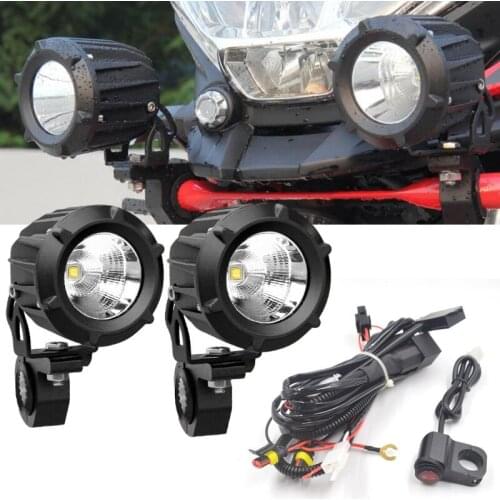 2Pcs Motorcycle LED Headlight Hi-beam Motor Auxiliary Light 2x 25W Spotlight Bicycle Lamp Accessories Car Truck Magnet Fog Light