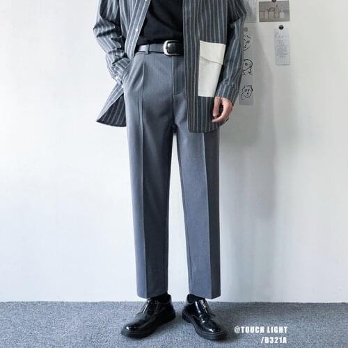 2021 Mens Loose Western-style Trousers Leisure Trouser Straight Fit Casual Pants Formal Business Design Cotton Suit Pants S-3XL