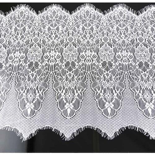 3 meters/lot) 360mm Soft Off White Black lace fabric Sewing Garment Ribbon Wedding Dress Fabric