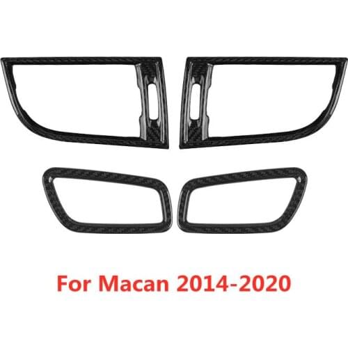 4pcs Real Carbon Fiber Car Interior Outlets Sticker Cover Styling Moulding Trim for Porsche Macan 2014-2020 Black