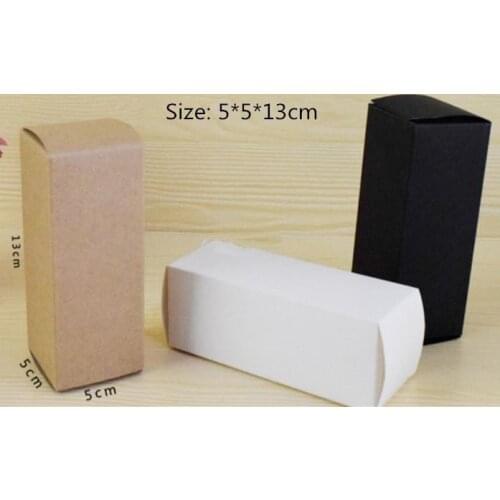 50pcs/lot-5*5*13cm Blank White Black Kraft Paper Gift Box For Cosmetic Bottle Jar Craft Handmade Soap Candle Storage valve tubes
