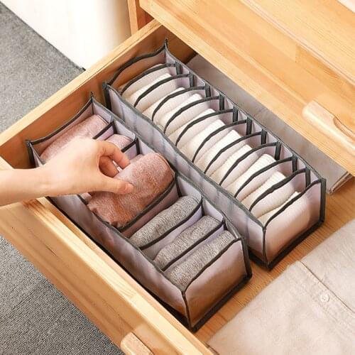 6/7/11 Grids Underwear Bra Organizer Storage Box 2 Colors Drawer Closet Organizers Boxes For Underwear Scarf Socks Bra Organizer