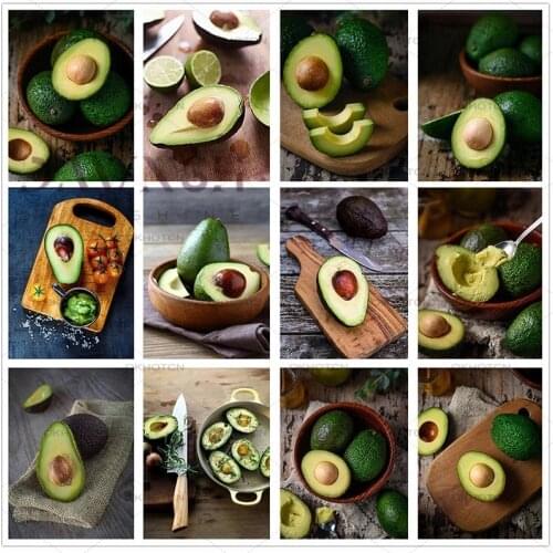 5D Diy Diamond Painting Full Drill Square Round Avocado Fruit Diamond Embroidery Handmade Mosaic Art Cross Stitch Home Decor