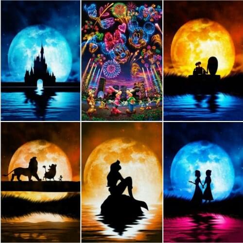 Full Square Drill Embroidery 5D Diamond Painting"Princess Shadow Moon"Embroidery Cross Stitch Mosaic Home Decor