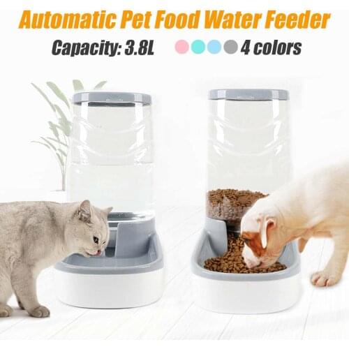 Pet Cat Automatic Feeders 3.8L Large Plastic Dog Water Bottle Large Capacity Food Water Dispenser Cats Dogs Feeding Bowls 4color
